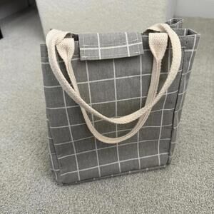 Gray Checkered Lunch Tote